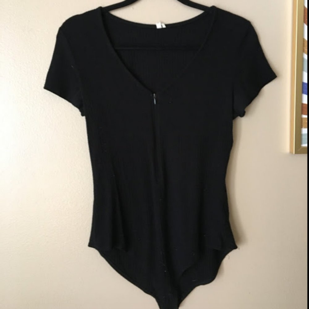 Black Zip up Bodysuit